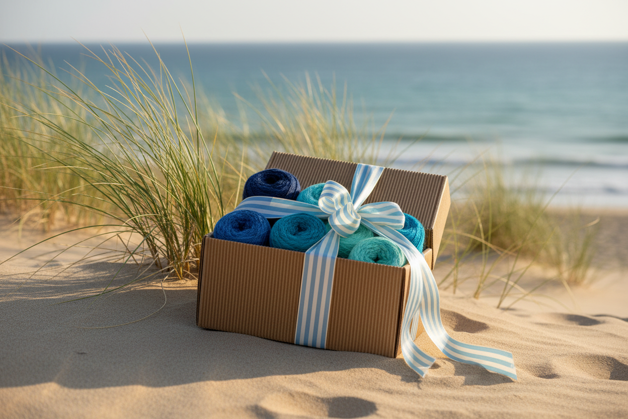 Geschenk garn rollen meeresfarben dünen karton schleife