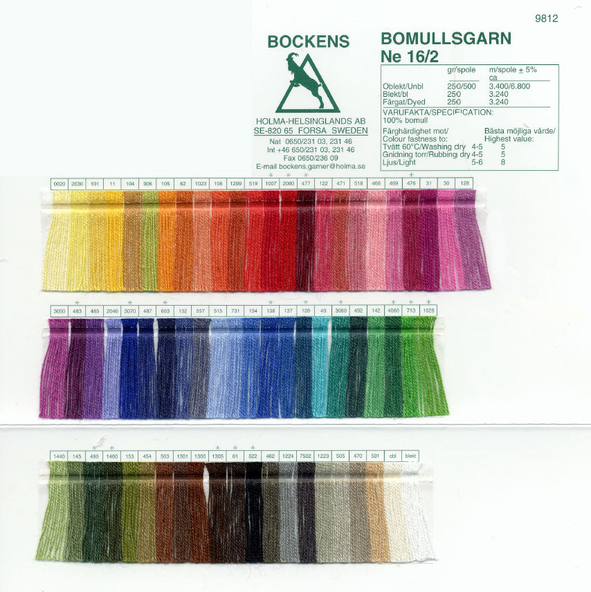 Farbkarte "Bockens" Baumwolle NeB 16/2