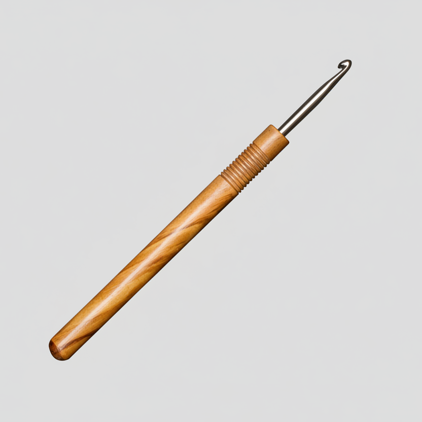 Häkelnadel Olivenholz - läuft aus